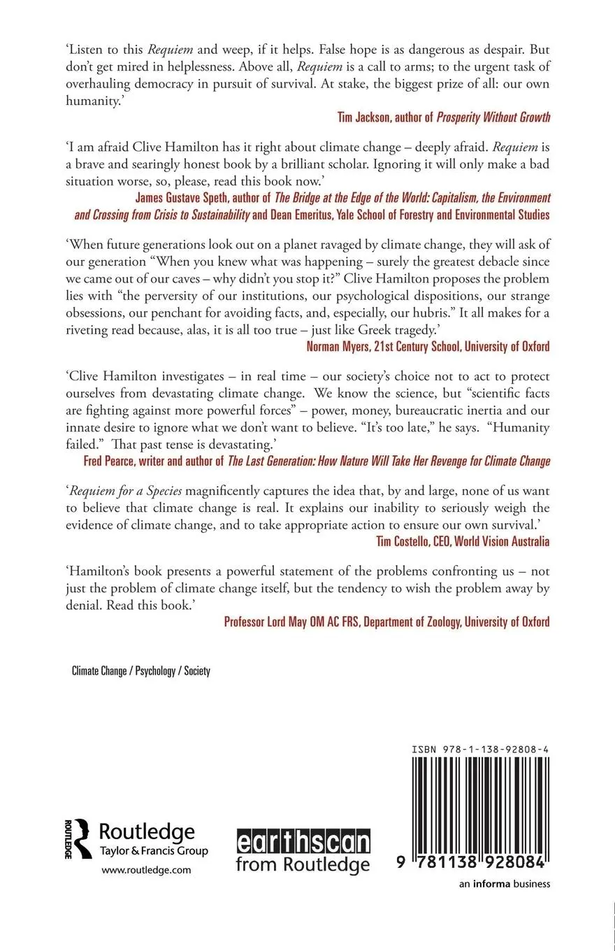 Rückseite: 9781138928084 | Requiem for a Species | Clive Hamilton | Taschenbuch | Englisch | 2015