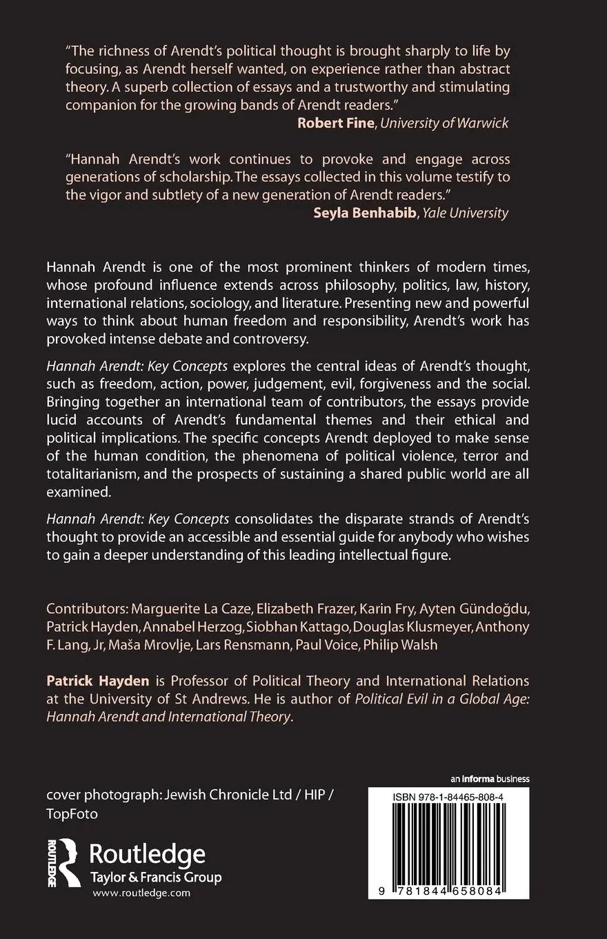 Rückseite: 9781844658084 | Hannah Arendt | Key Concepts | Patrick Hayden | Taschenbuch | Englisch