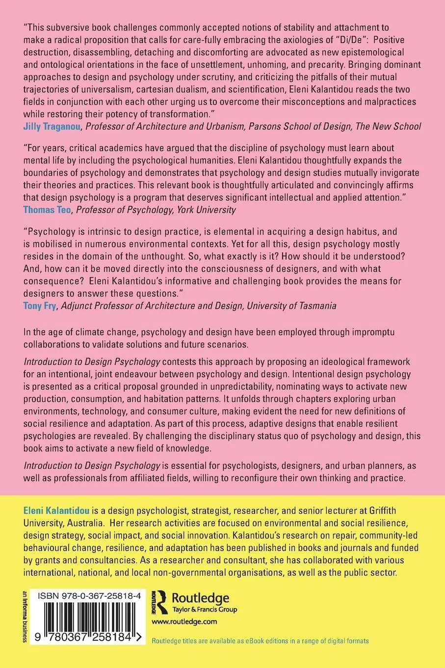 Rückseite: 9780367258184 | Introduction to Design Psychology | Eleni Kalantidou | Taschenbuch
