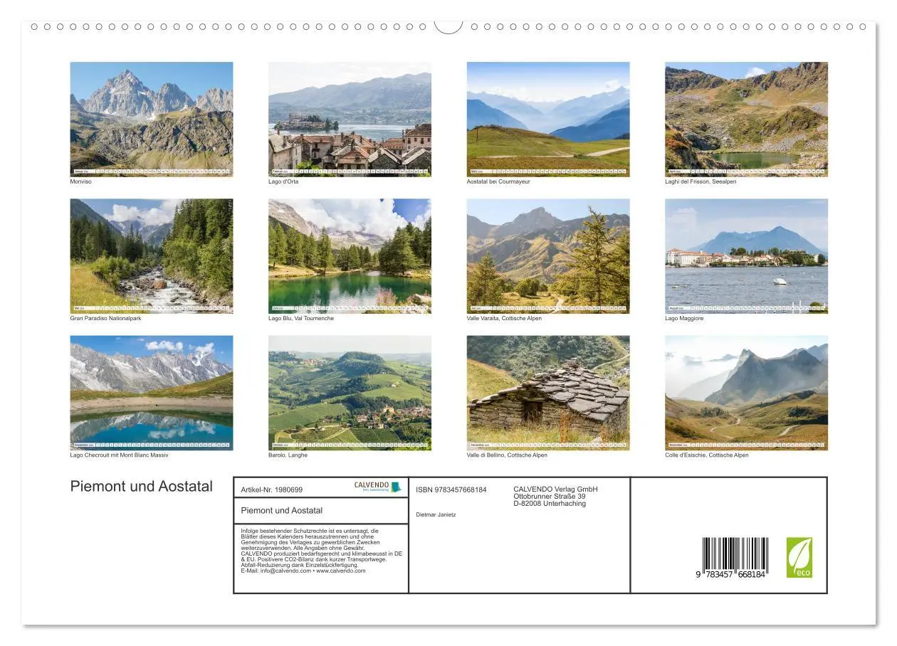 Bild: 9783457668184 | Piemont und Aostatal (hochwertiger Premium Wandkalender 2026 DIN A2...