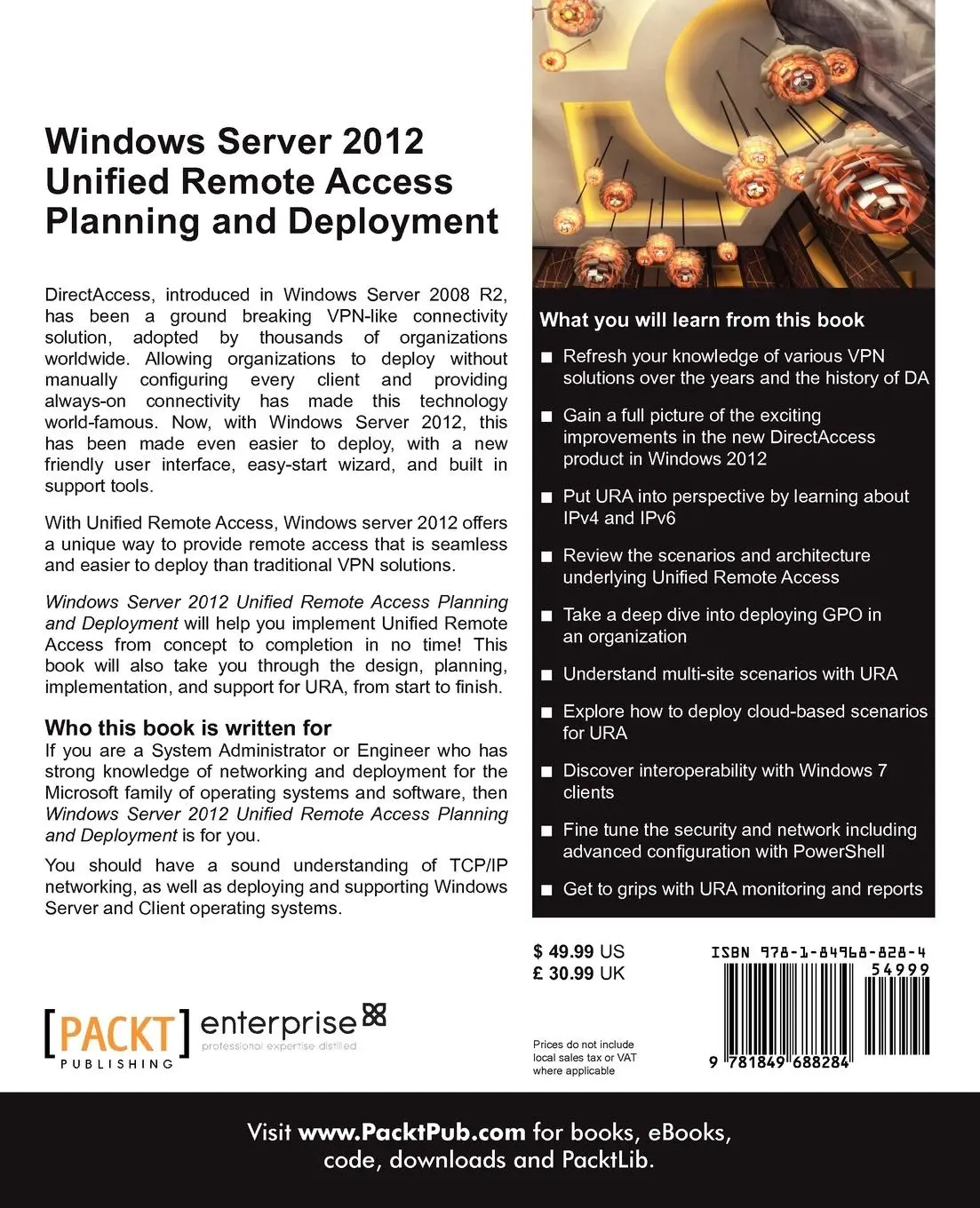 Rückseite: 9781849688284 | Windows Server 2012 Unified Remote Access | Erez Ben-Ari (u. a.)