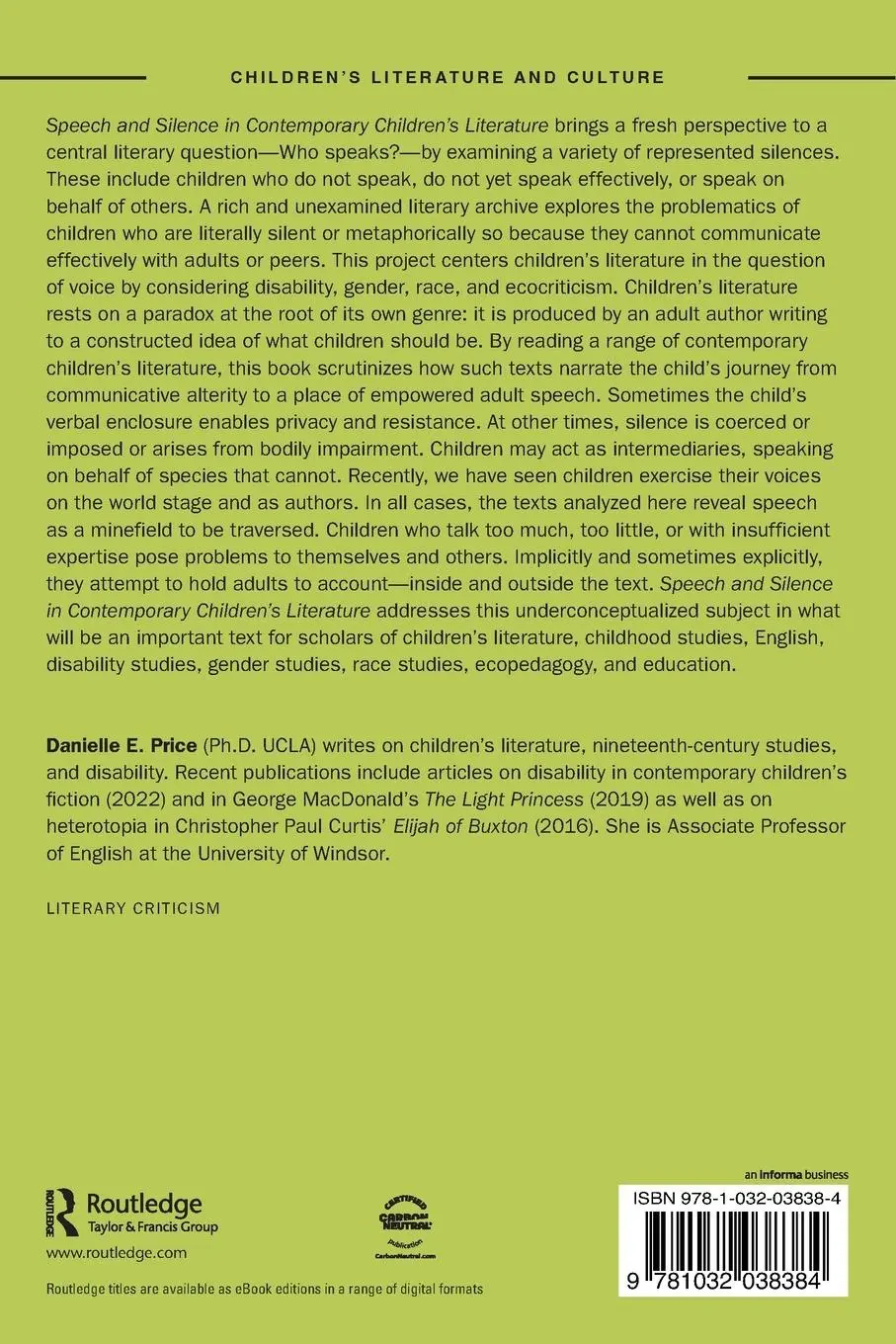 Rückseite: 9781032038384 | Speech and Silence in Contemporary Children's Literature | Price
