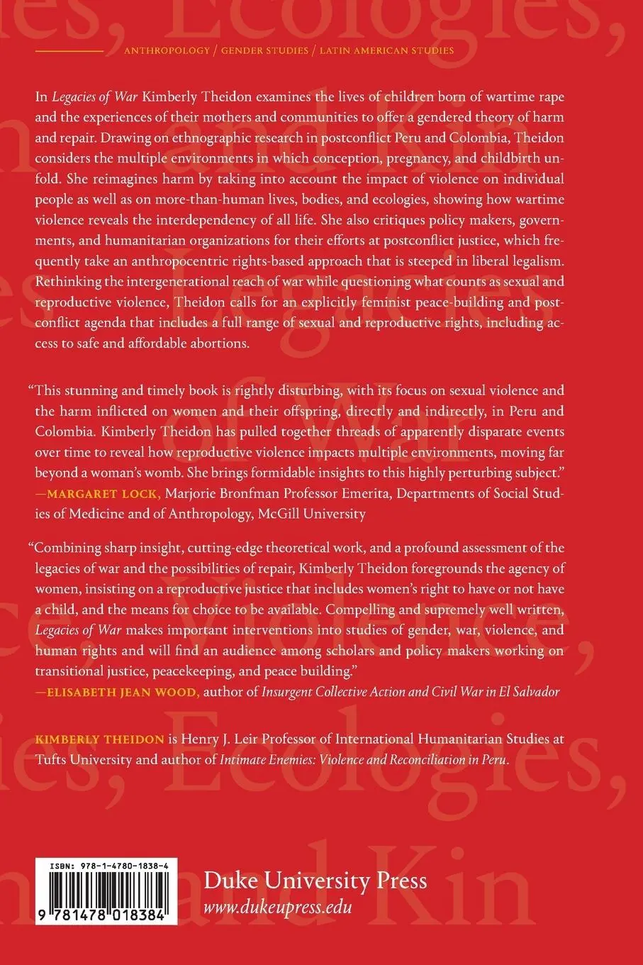 Rückseite: 9781478018384 | Legacies of War | Violence, Ecologies, and Kin | Kimberly Theidon