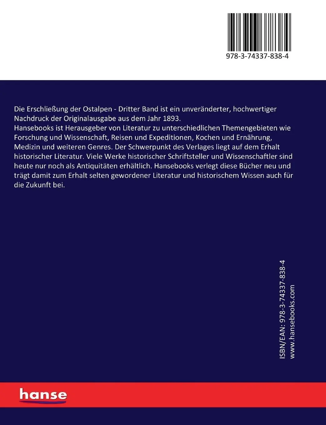 Rückseite: 9783743378384 | Die Erschließung der Ostalpen | Dritter Band | E. Richter | Buch