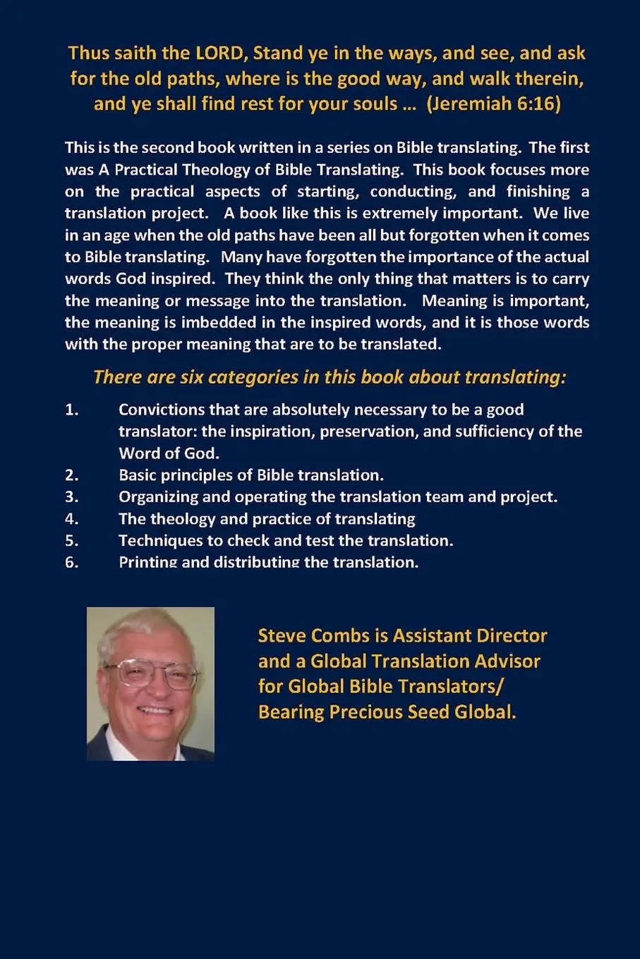 Rückseite: 9798986658384 | A Practical Guide to Bible Translation Projects | Steve Combs | Buch