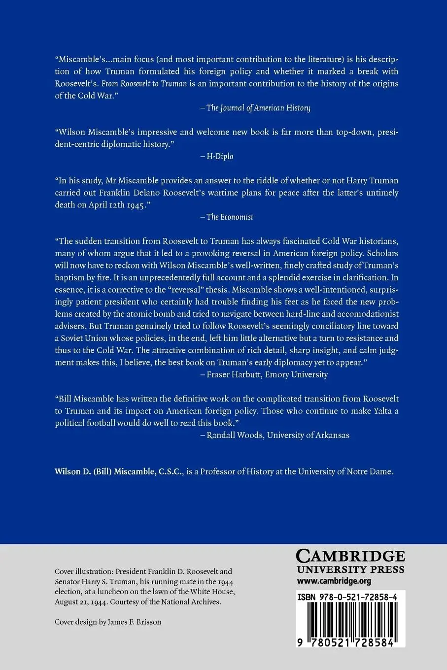 Rückseite: 9780521728584 | From Roosevelt to Truman | Wilson D. Miscamble (u. a.) | Taschenbuch