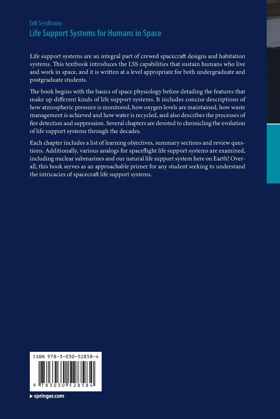 Rückseite: 9783030528584 | Life Support Systems for Humans in Space | Erik Seedhouse | Buch