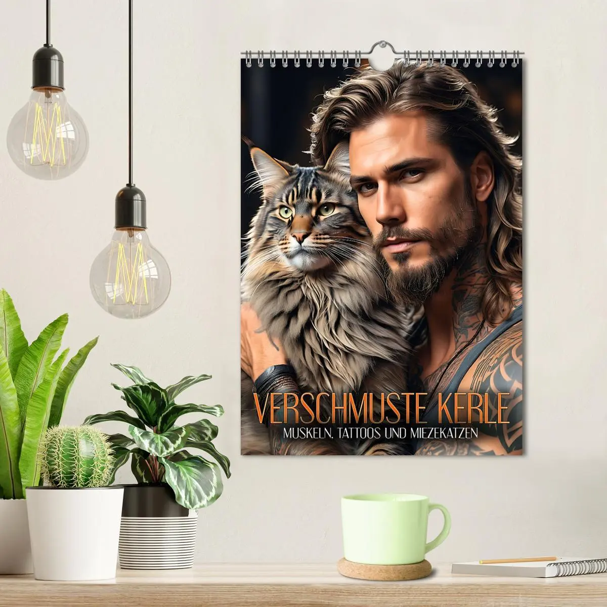 Bild: 9783516268584 | Verschmuste Kerle - Muskeln, Tattoos und Miezekatzen (Wandkalender...