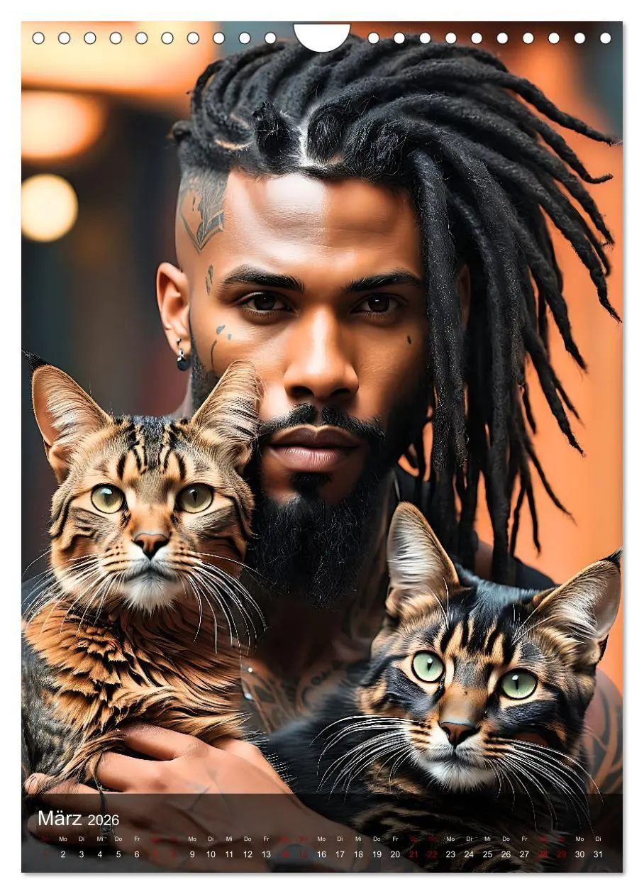 Bild: 9783516268584 | Verschmuste Kerle - Muskeln, Tattoos und Miezekatzen (Wandkalender...