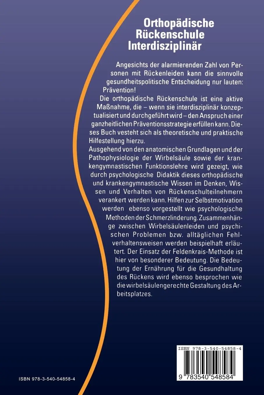 Rückseite: 9783540548584 | Orthopädische Rückenschule Interdisziplinär | Kaisser (u. a.) | Buch