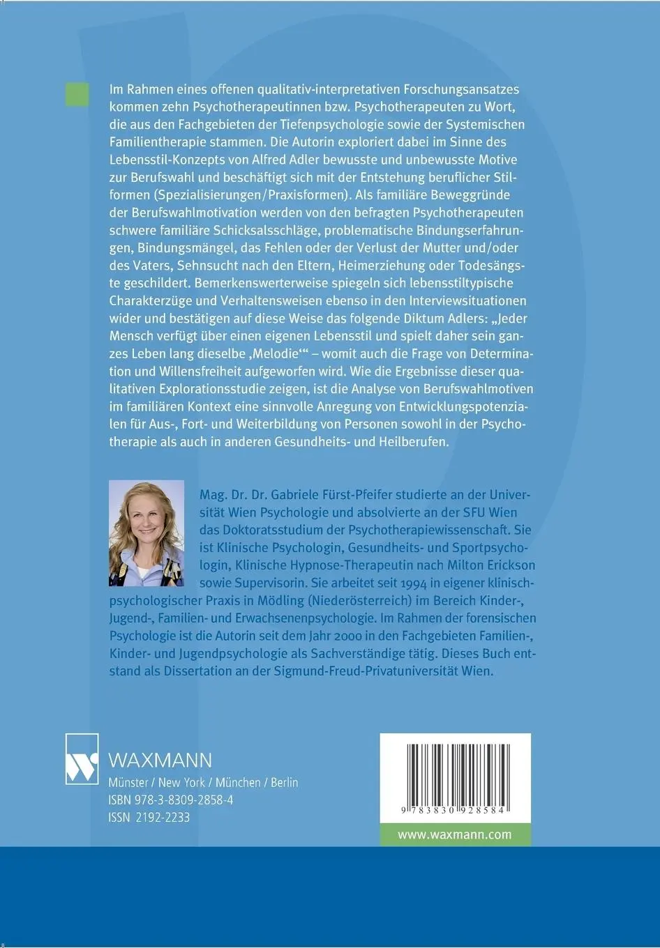 Rückseite: 9783830928584 | Biographie und (un)bewusste Berufswahlmotive von Psychotherapeuten