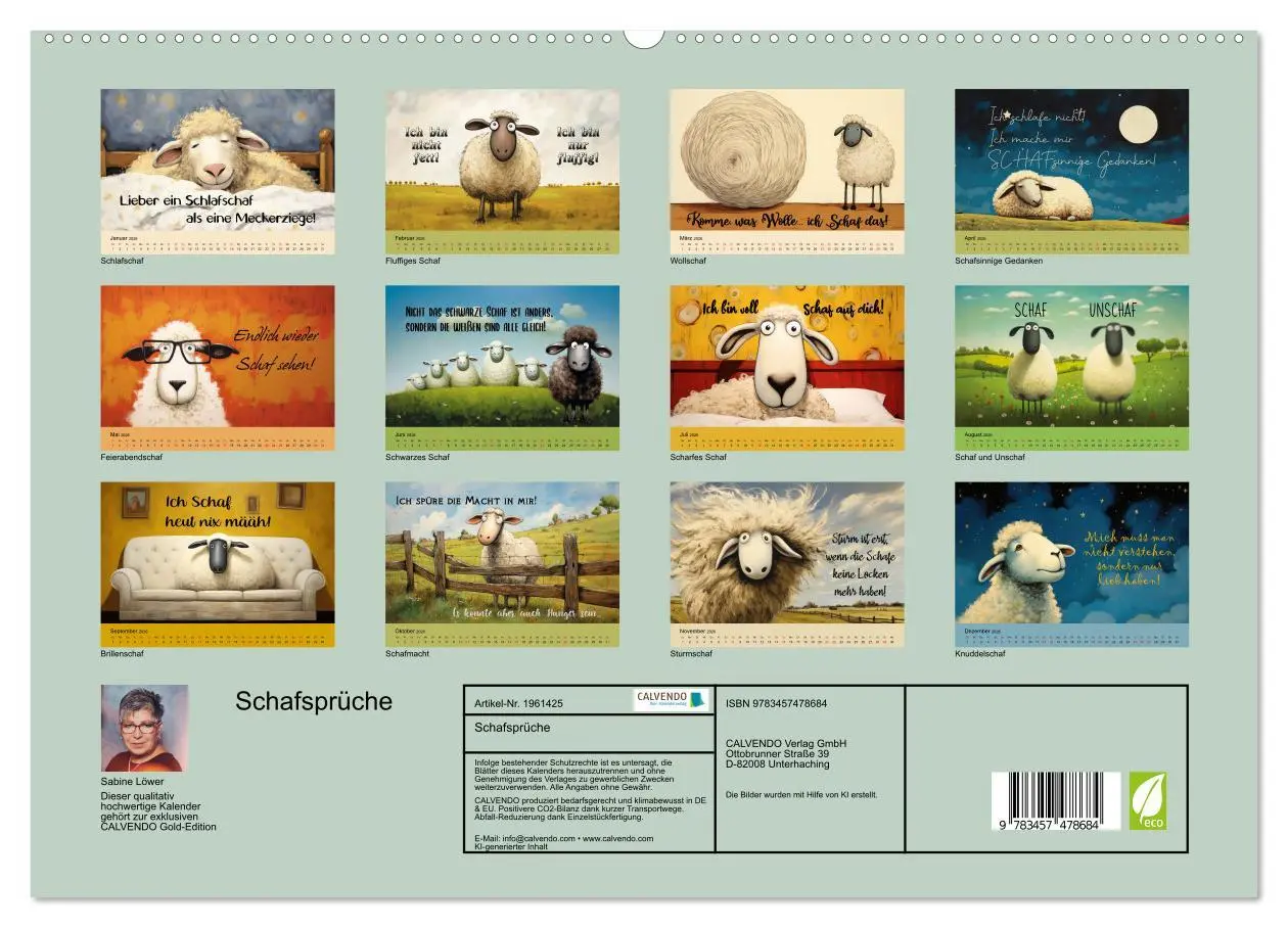Bild: 9783457478684 | Schafsprüche (hochwertiger Premium Wandkalender 2026 DIN A2 quer),...