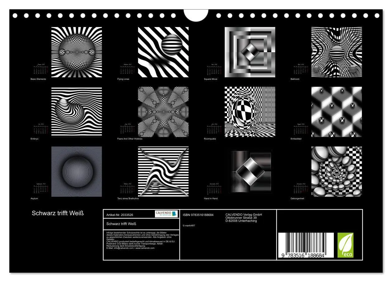 Bild: 9783516188684 | Schwarz trifft Weiß (Wandkalender 2026 DIN A4 quer), CALVENDO...