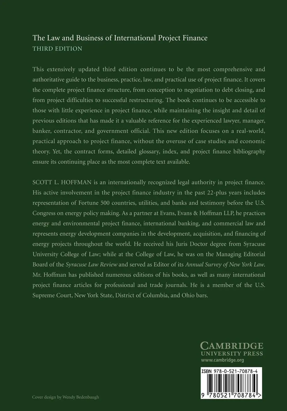 Rückseite: 9780521708784 | The Law and Business of International Project Finance | Hoffman | Buch
