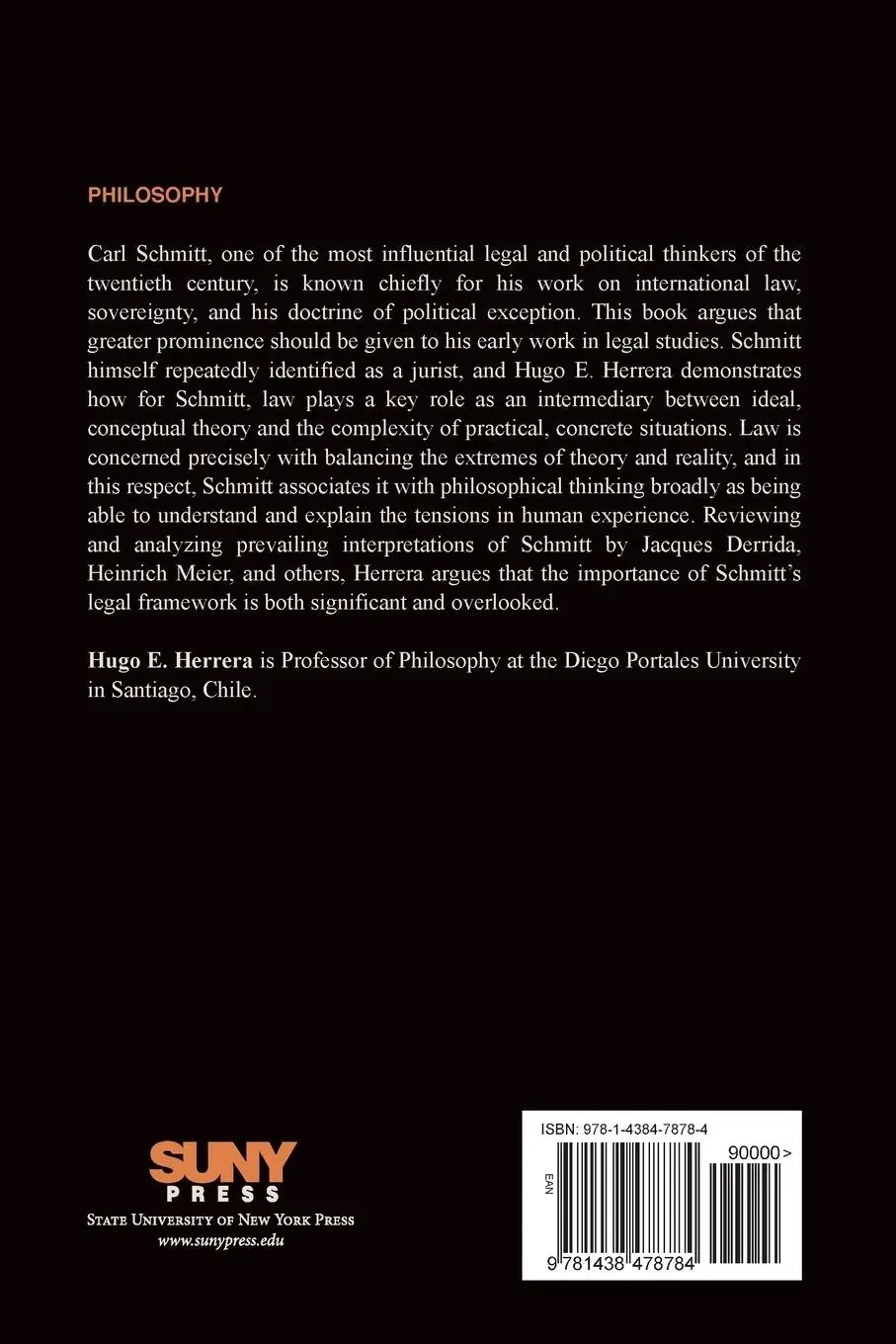 Rückseite: 9781438478784 | Carl Schmitt between Technological Rationality and Theology | Herrera