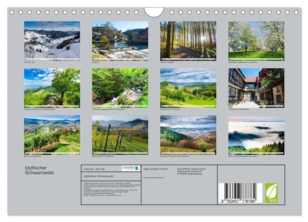 Bild: 9783457778784 | Idyllischer Schwarzwald (Wandkalender 2026 DIN A4 quer), CALVENDO...