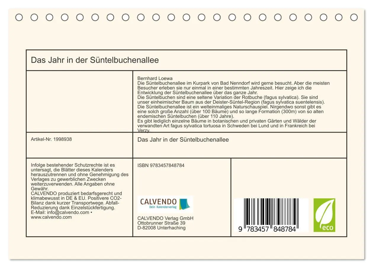 Bild: 9783457848784 | Das Jahr in der Süntelbuchenallee (Tischkalender 2026 DIN A5 quer),...