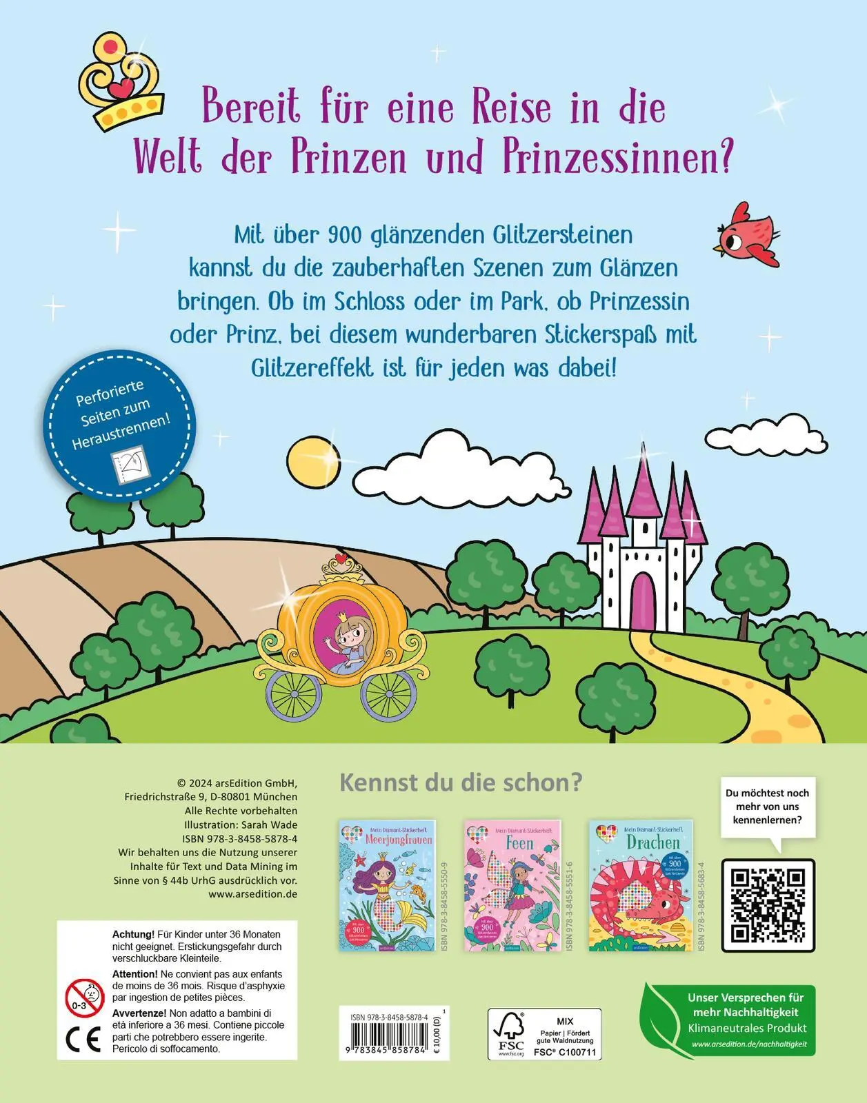 Rückseite: 9783845858784 | Mein Diamant-Stickerheft - Prinzessinnen | Sarah Wade | Taschenbuch