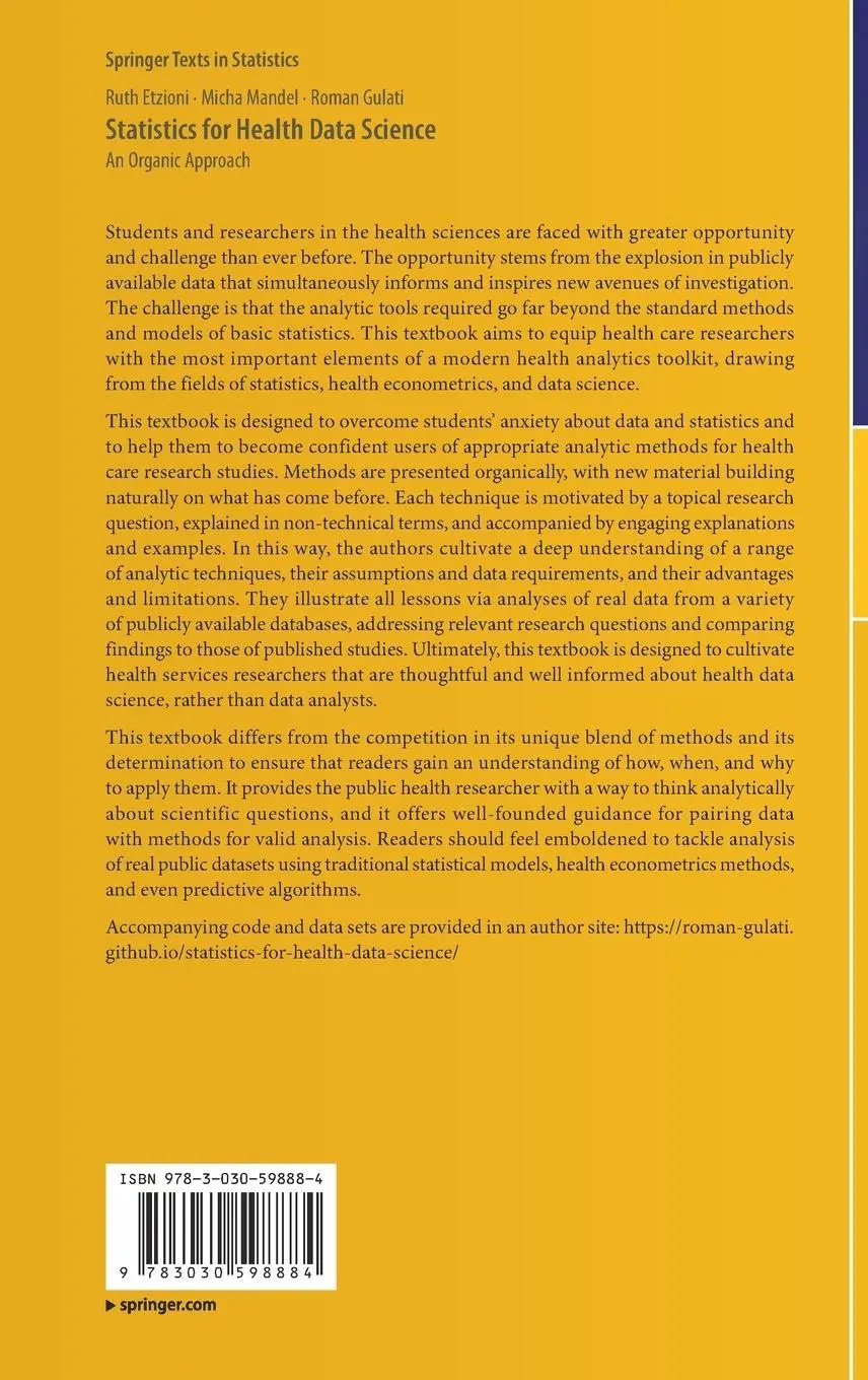 Rückseite: 9783030598884 | Statistics for Health Data Science | An Organic Approach | Buch | xxii