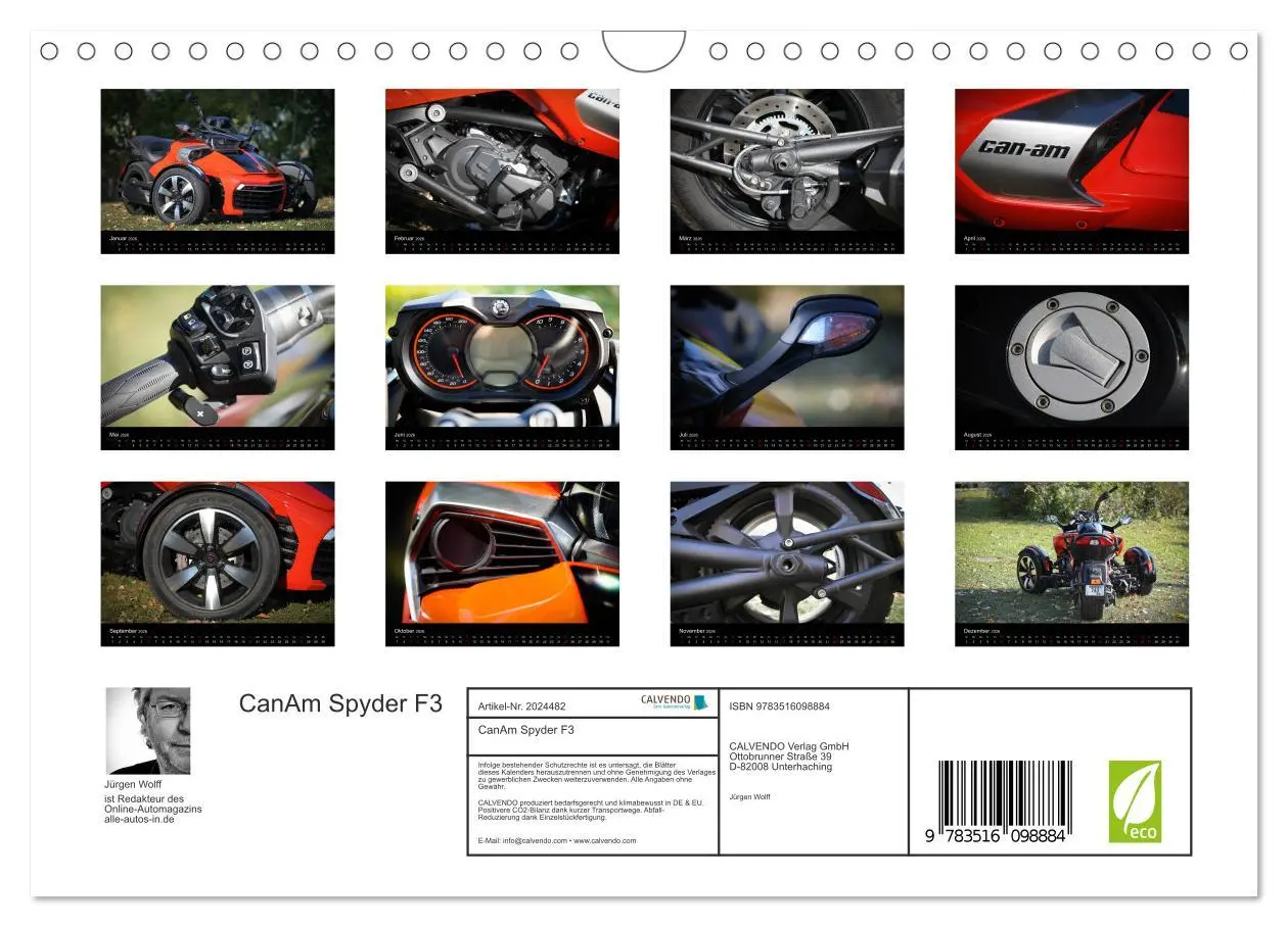 Bild: 9783516098884 | CanAm Spyder F3 (Wandkalender 2026 DIN A4 quer), CALVENDO...