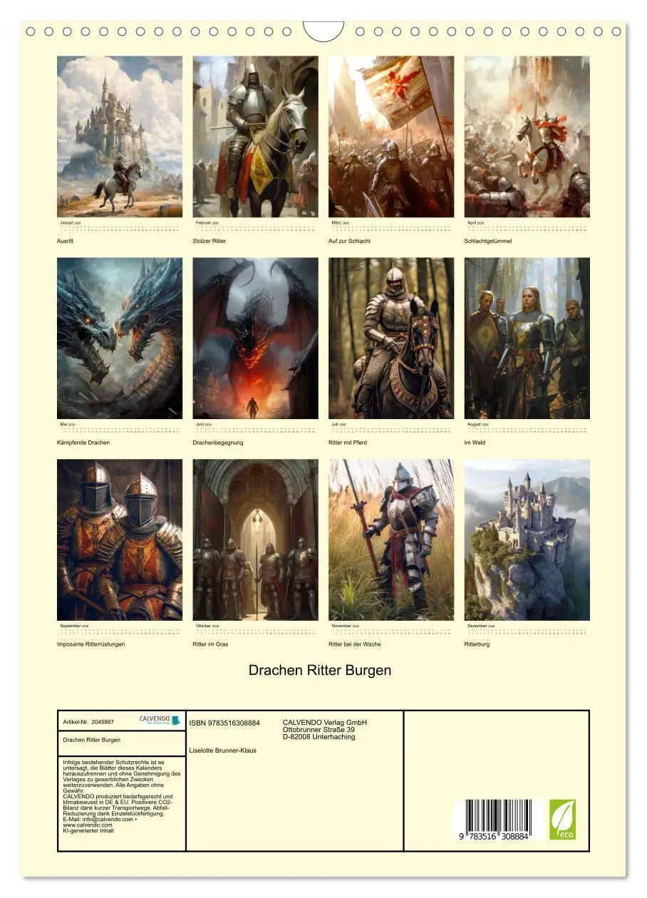 Bild: 9783516308884 | Drachen Ritter Burgen (Wandkalender 2026 DIN A3 hoch), CALVENDO...
