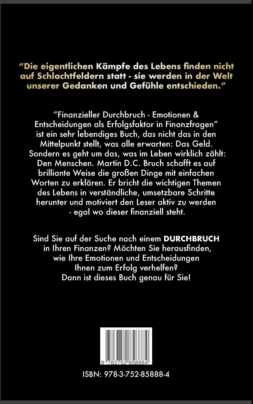 Rückseite: 9783752858884 | Finanzieller Durchbruch | Martin D. C. Bruch | Taschenbuch | 116 S.