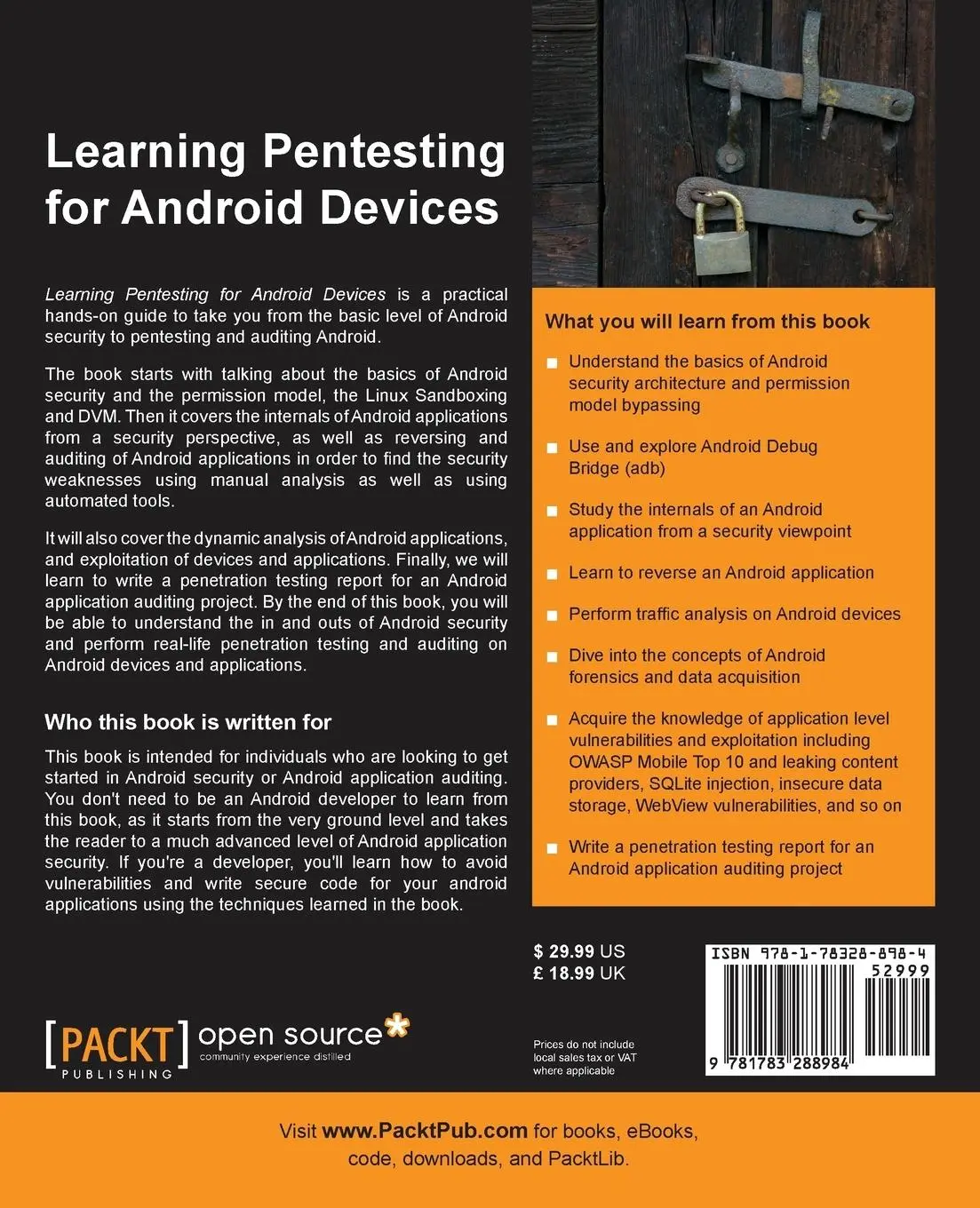 Rückseite: 9781783288984 | Learning Pentesting for Android | Aditya Gupta | Taschenbuch | 2014