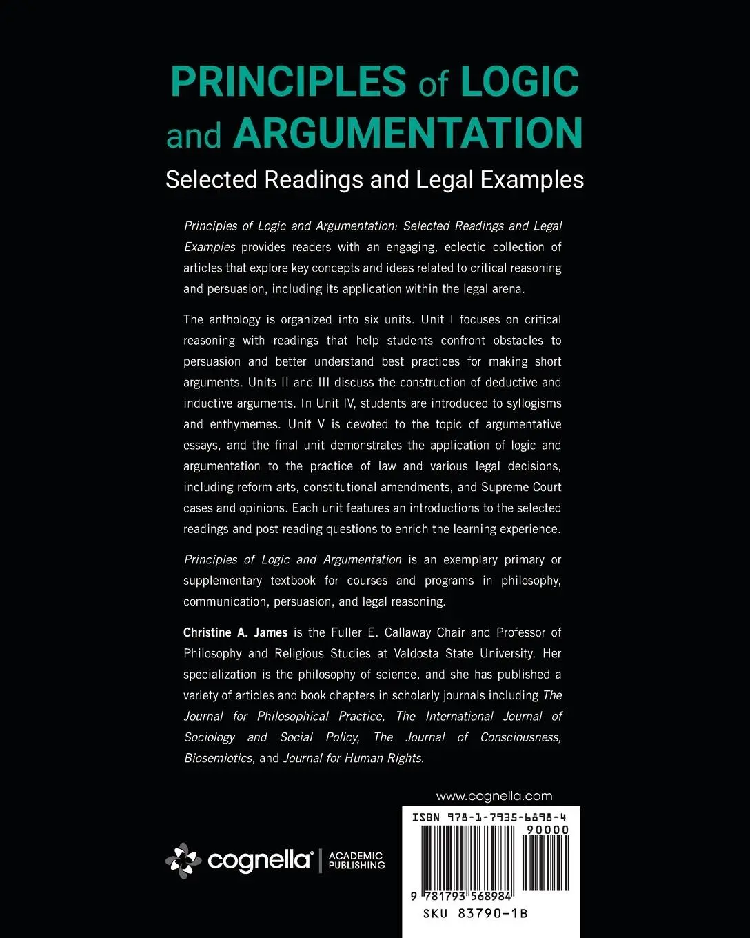 Rückseite: 9781793568984 | Principles of Logic and Argumentation | Christine A. James | Buch