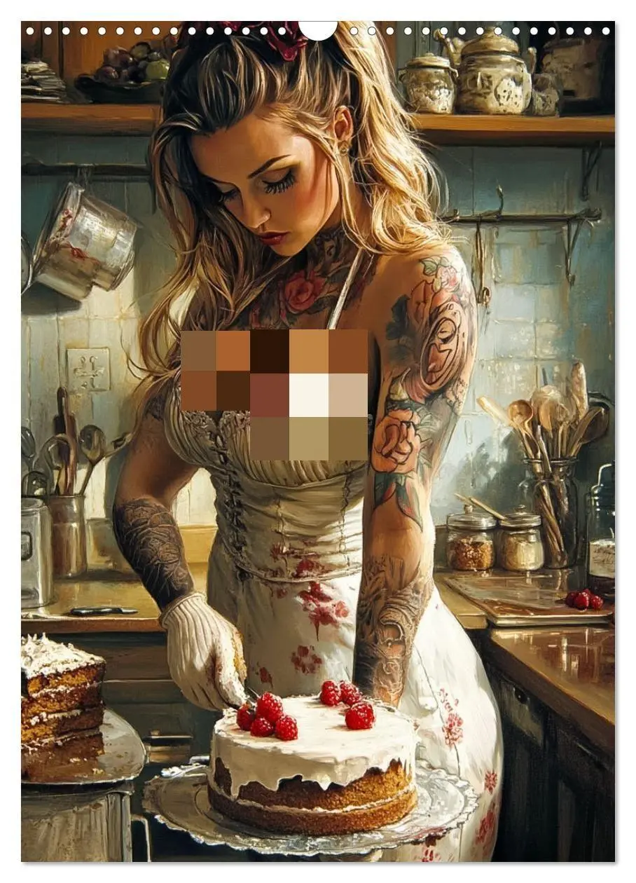 Cover: 9783569008984 | Tattoo Girls and Cakes (Wall Calendar 2027 DIN A3 portrait),...