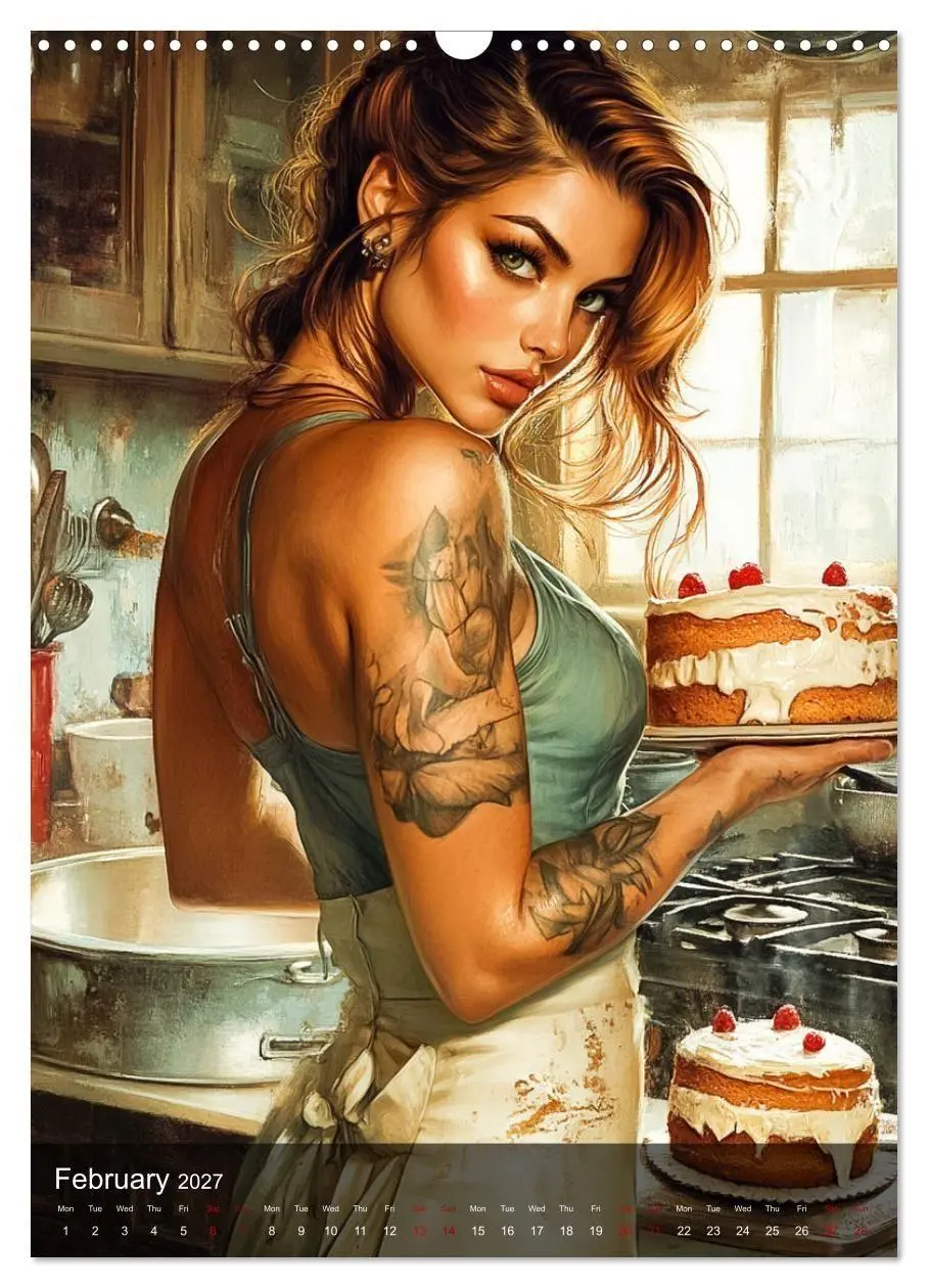 Bild: 9783569008984 | Tattoo Girls and Cakes (Wall Calendar 2027 DIN A3 portrait),...