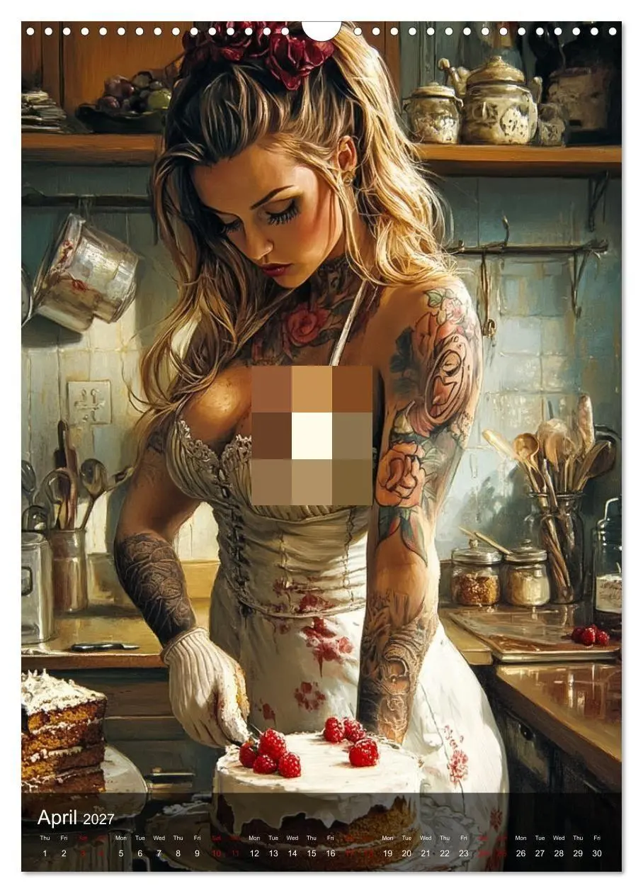 Bild: 9783569008984 | Tattoo Girls and Cakes (Wall Calendar 2027 DIN A3 portrait),...