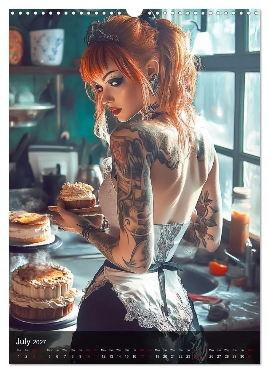 Bild: 9783569008984 | Tattoo Girls and Cakes (Wall Calendar 2027 DIN A3 portrait),...