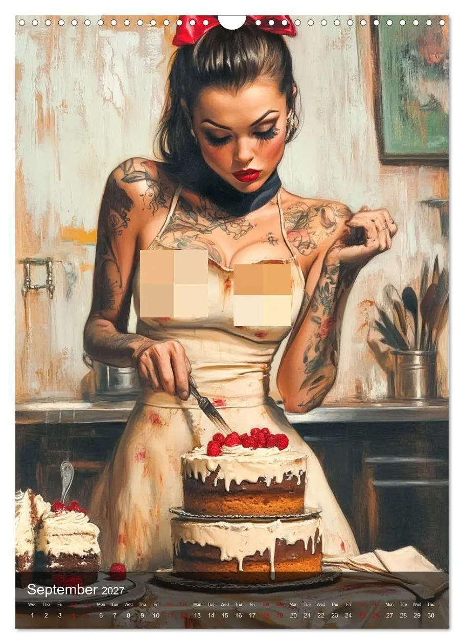 Bild: 9783569008984 | Tattoo Girls and Cakes (Wall Calendar 2027 DIN A3 portrait),...