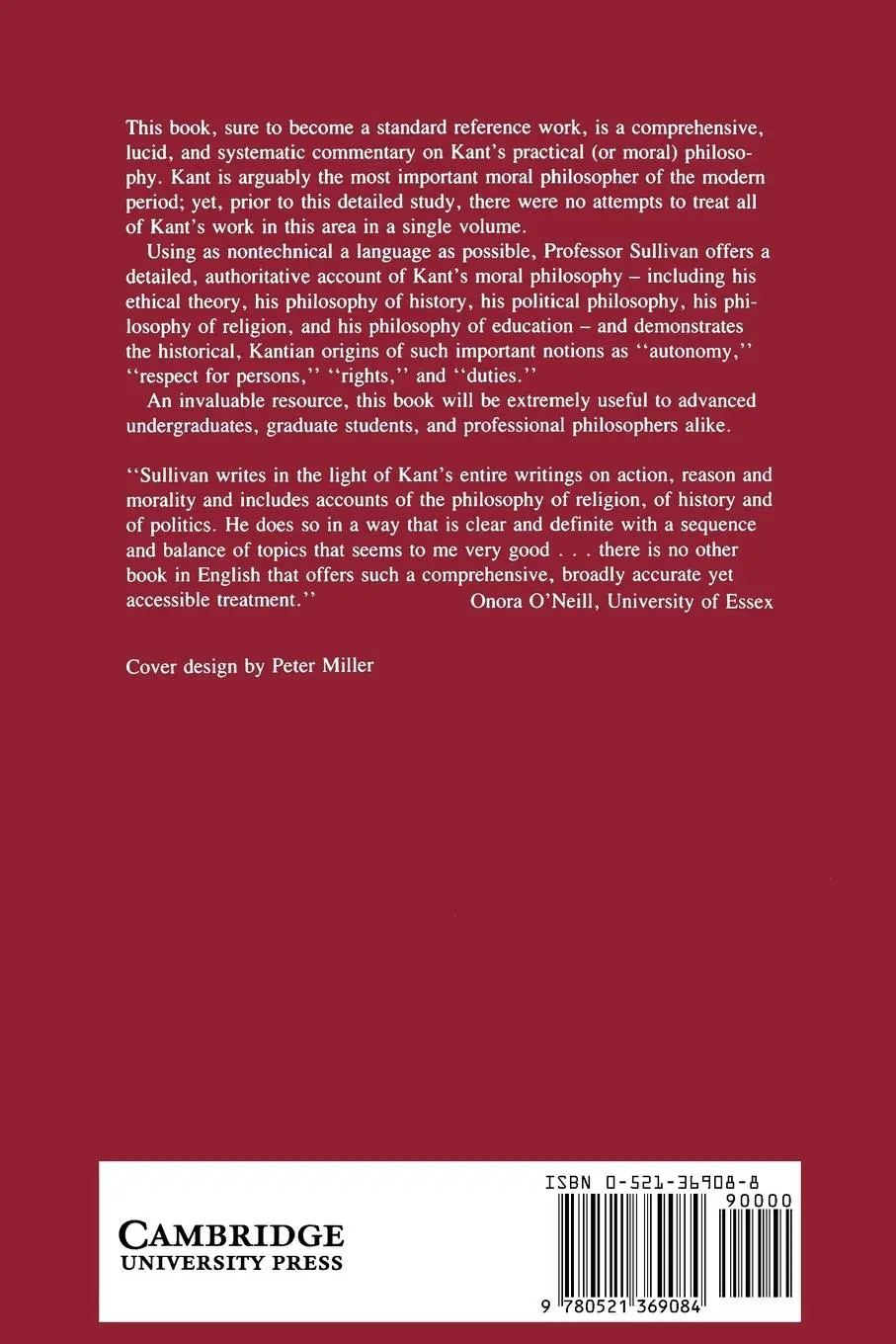 Rückseite: 9780521369084 | Immanuel Kant's Moral Theory | Roger J. Sullivan | Taschenbuch | 1989