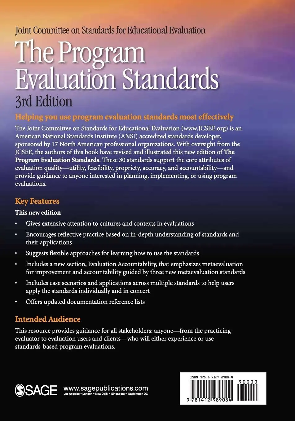 Rückseite: 9781412989084 | The Program Evaluation Standards | Donald B. Yarbrough (u. a.) | Buch