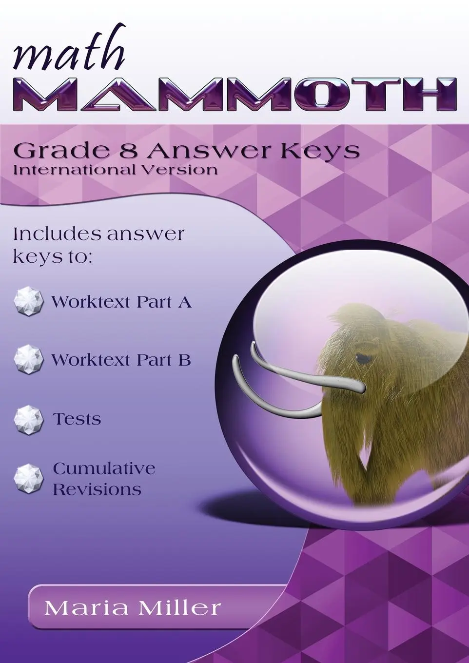 Cover: 9781954379084 | Math Mammoth Grade 8 Answer Keys, International Version | Maria Miller