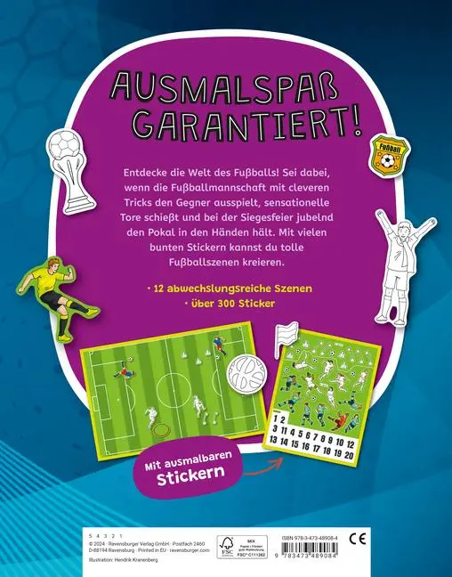 Bild: 9783473489084 | Mein Ausmalstickerbuch - Fußball | Hendrik Kranenberg | Taschenbuch