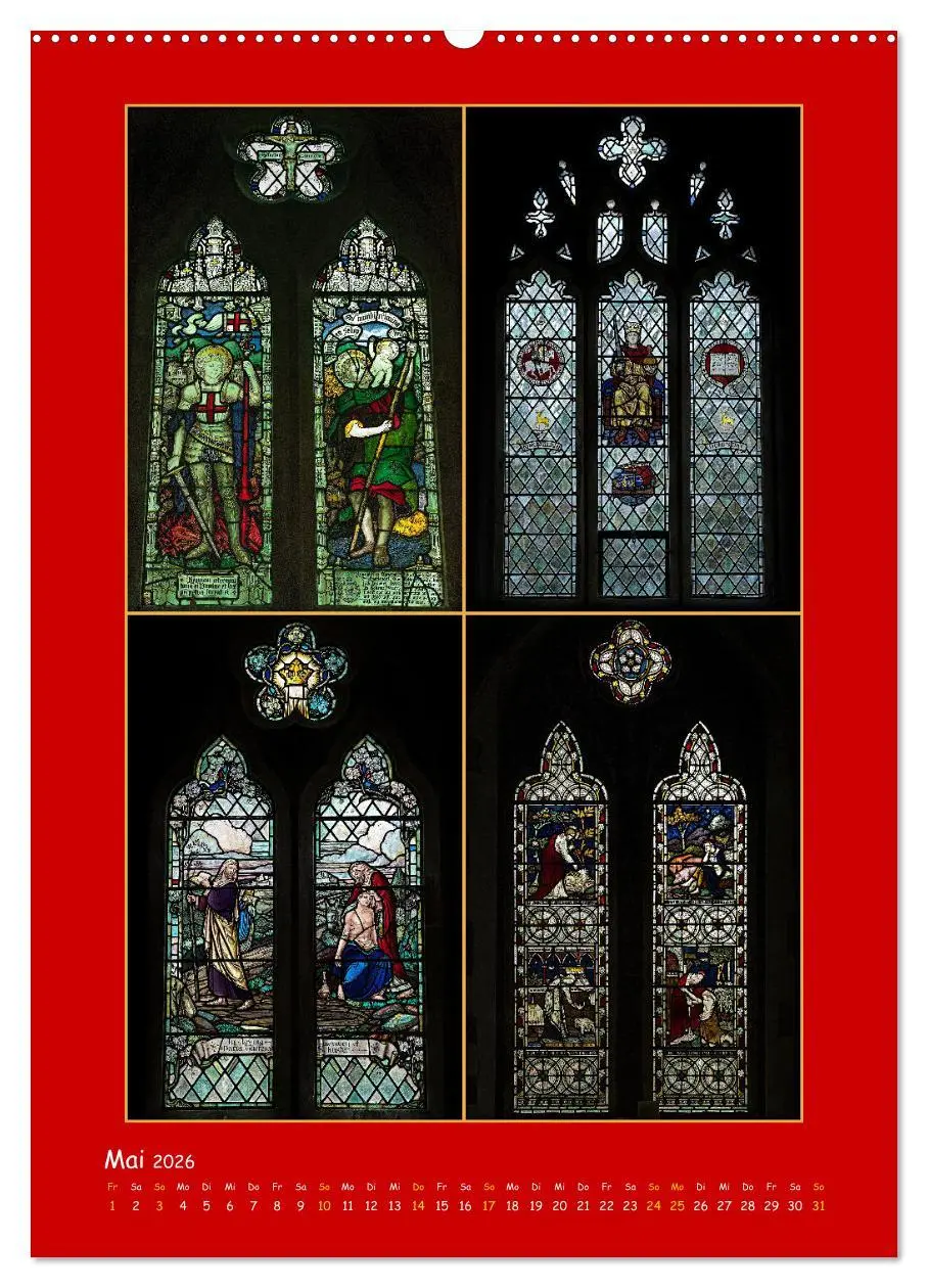 Bild: 9783516289084 | Glasmalerei englischer Kirchen (hochwertiger Premium Wandkalender...