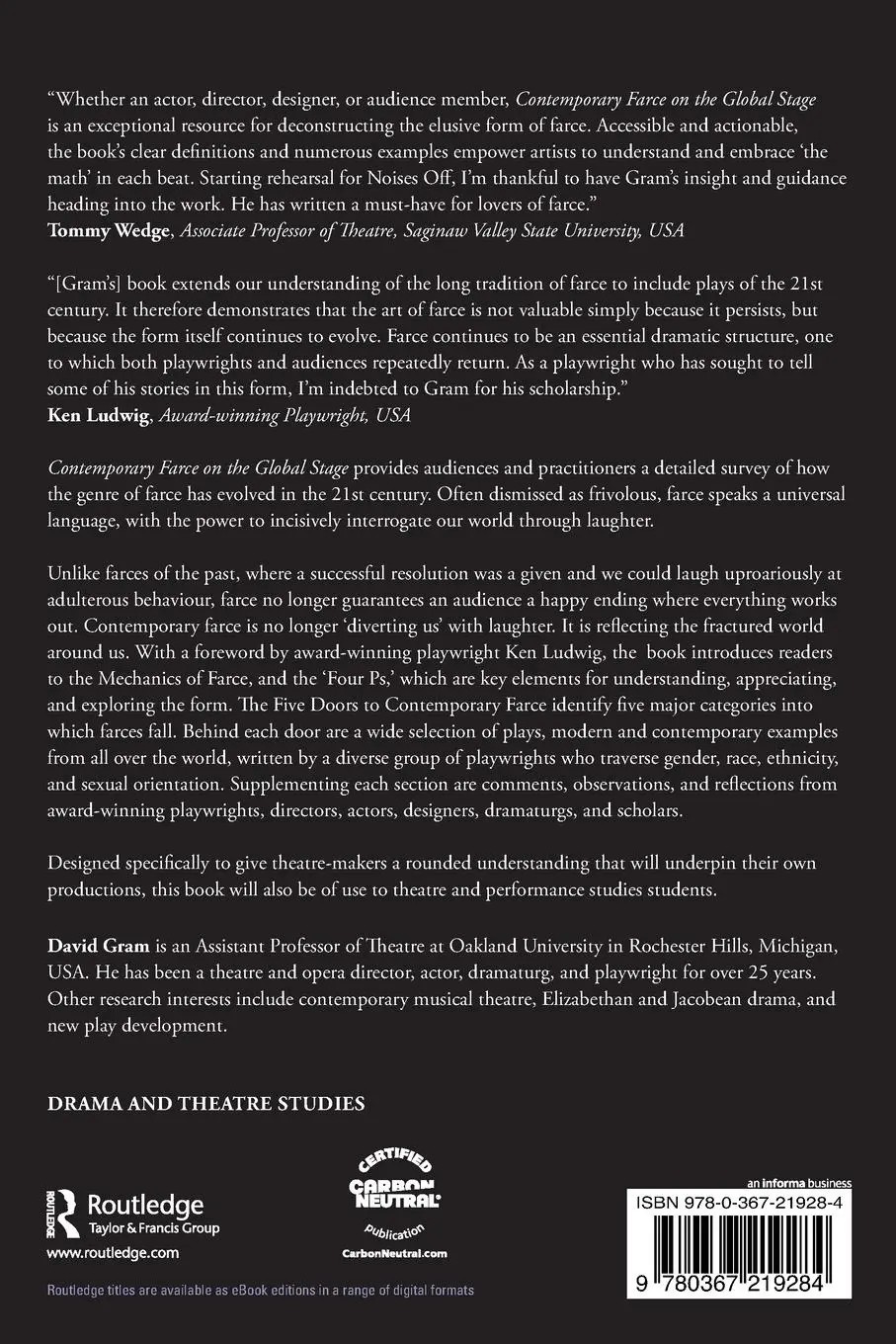 Rückseite: 9780367219284 | Contemporary Farce on the Global Stage | or, Serious Laughter | Gram