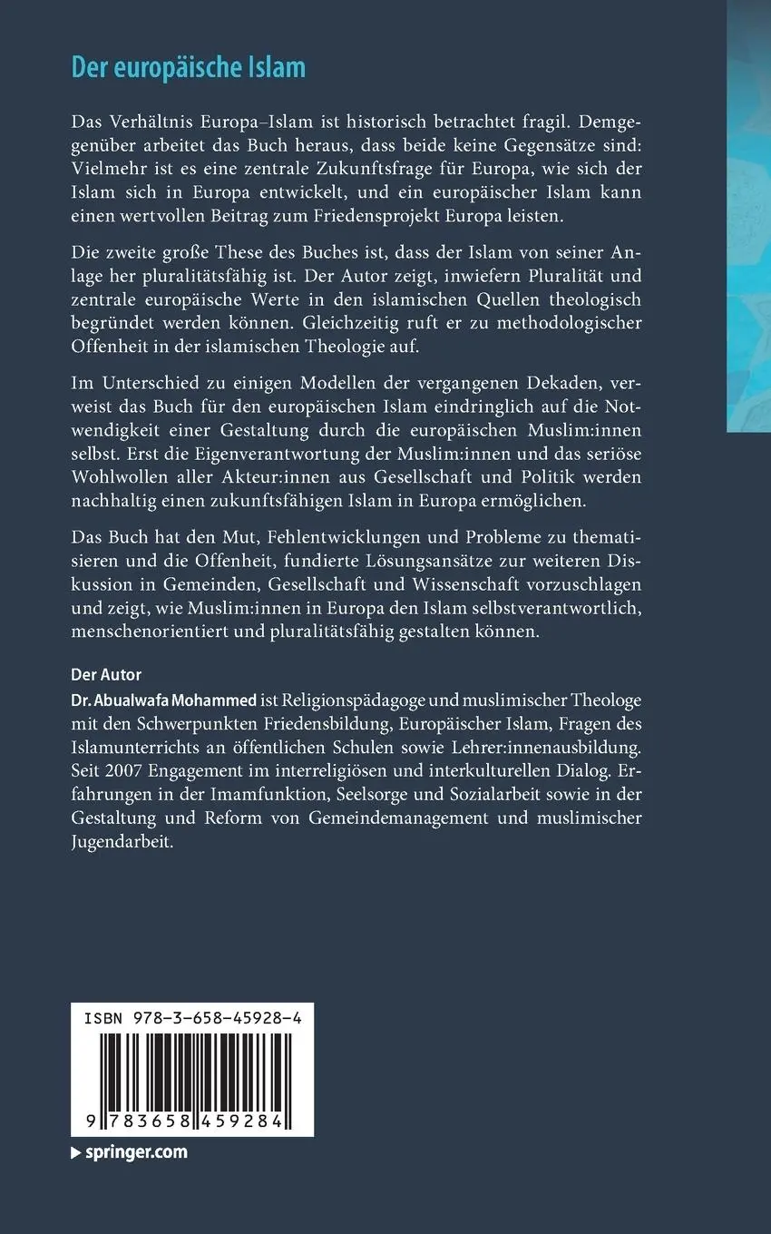 Rückseite: 9783658459284 | Der europäische Islam | Grundlagen - Hürden - Konturen | Mohammed