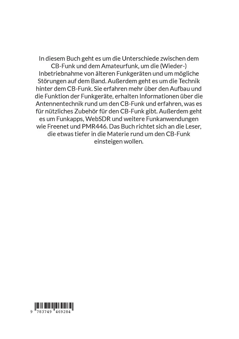 Rückseite: 9783749469284 | CB-Funktechnik | Antennen, Funkgerätetechnik und mehr | Gerd Weichhaus