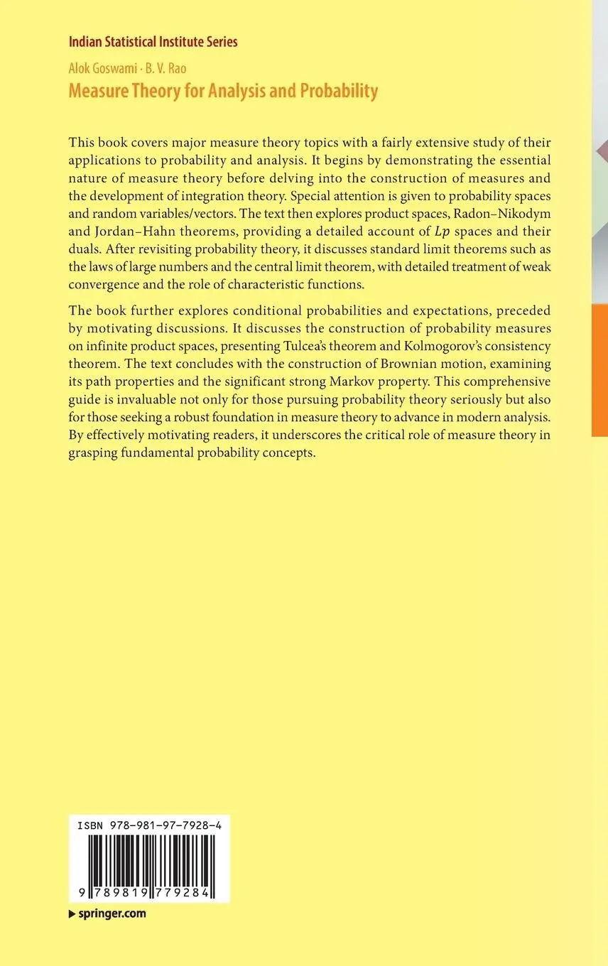 Rückseite: 9789819779284 | Measure Theory for Analysis and Probability | Alok Goswami (u. a.) | x