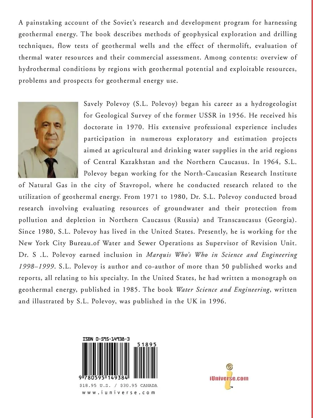 Rückseite: 9780595149384 | Geothermal Energy in the USSR | Savely L. Polevoy | Taschenbuch | 2000