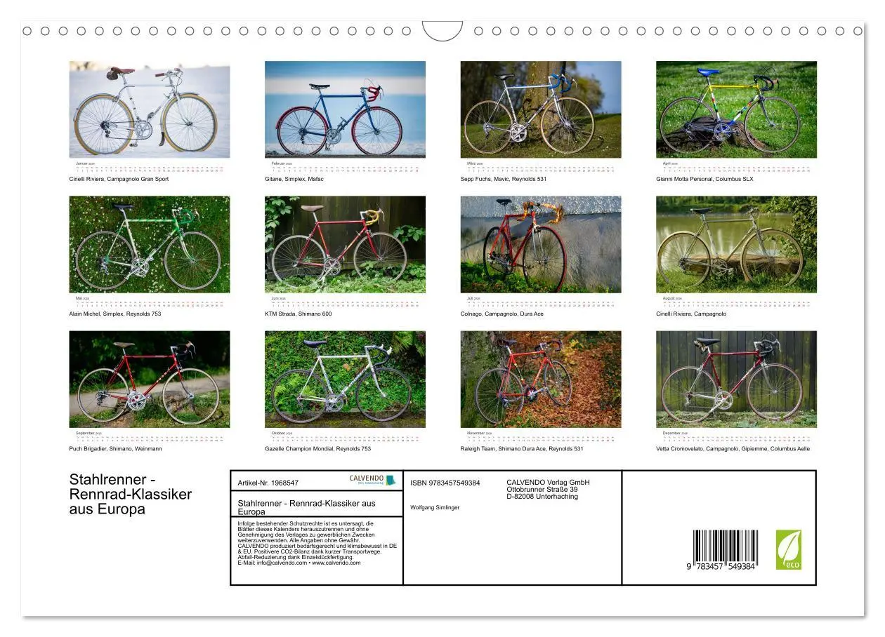 Bild: 9783457549384 | Stahlrenner - Rennrad-Klassiker aus Europa (Wandkalender 2026 DIN...