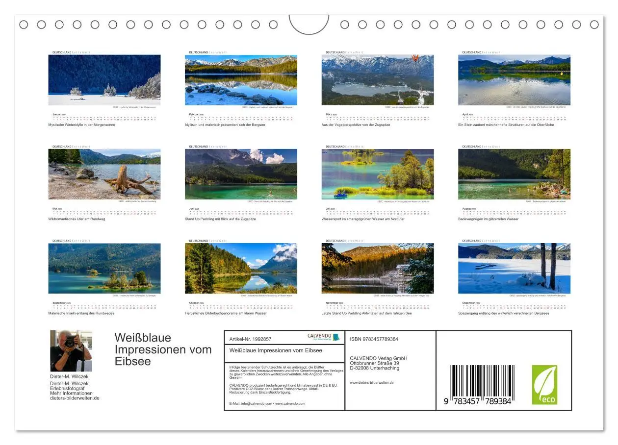 Bild: 9783457789384 | Weißblaue Impressionen vom Eibsee (Wandkalender 2026 DIN A4 quer),...