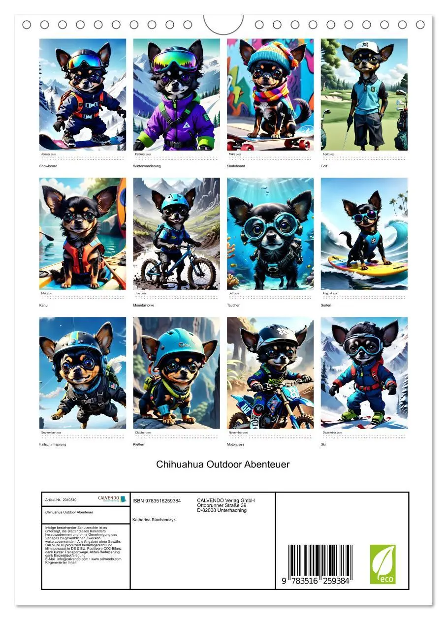 Bild: 9783516259384 | Chihuahua Outdoor Abenteuer (Wandkalender 2026 DIN A4 hoch),...