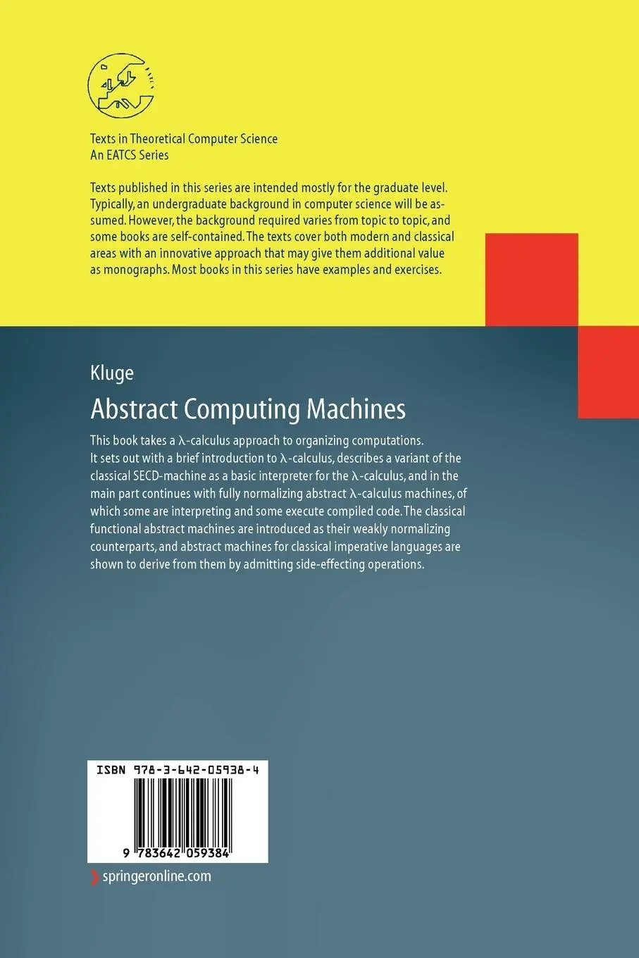 Rückseite: 9783642059384 | Abstract Computing Machines | A Lambda Calculus Perspective | Kluge