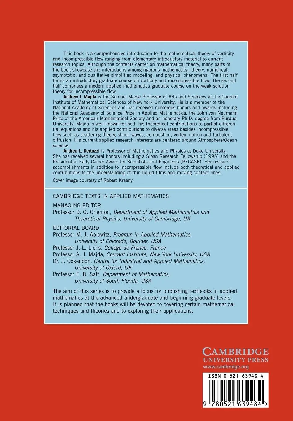 Rückseite: 9780521639484 | Vorticity and Incompressible Flow | Andrea L. Bertozzi (u. a.) | Buch