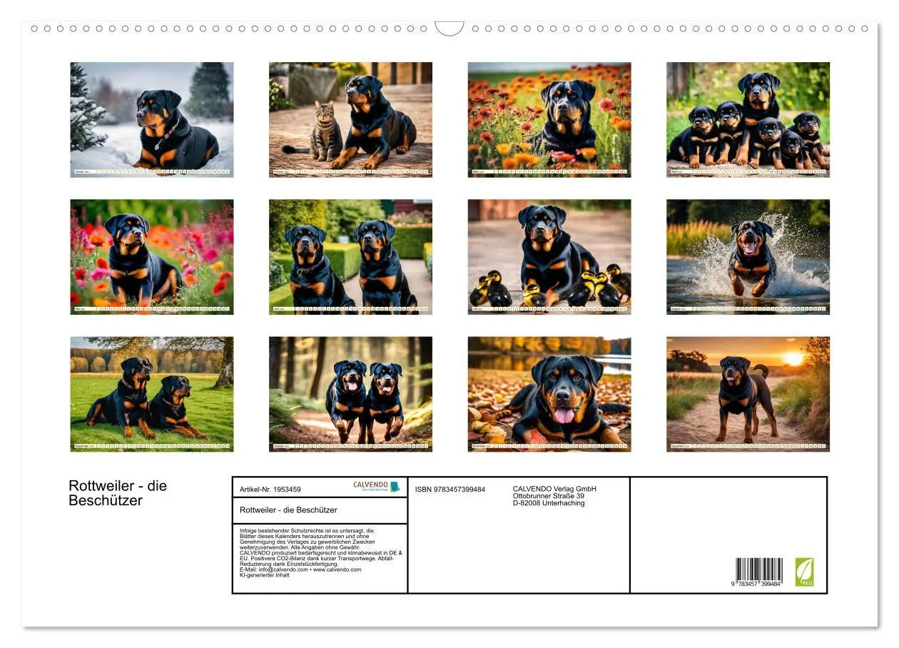 Bild: 9783457399484 | Rottweiler - die Beschützer (Wandkalender 2026 DIN A2 quer),...
