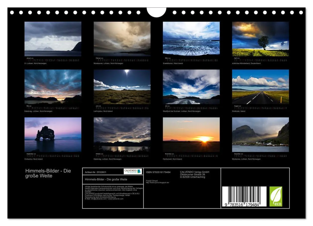 Bild: 9783516179484 | Himmels-Bilder - Die große Weite (Wandkalender 2026 DIN A4 quer),...
